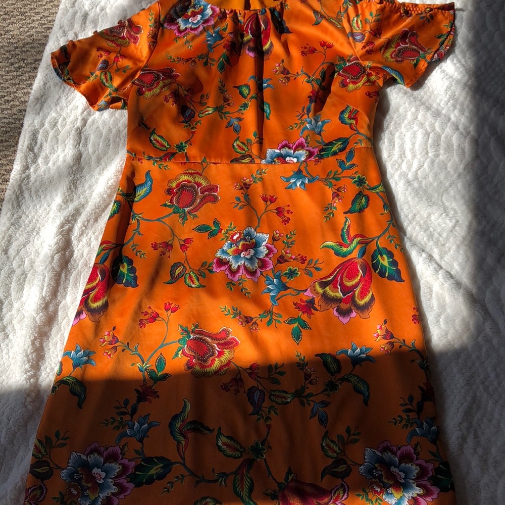 Floral Orange Off-Shoulder Women's Dress